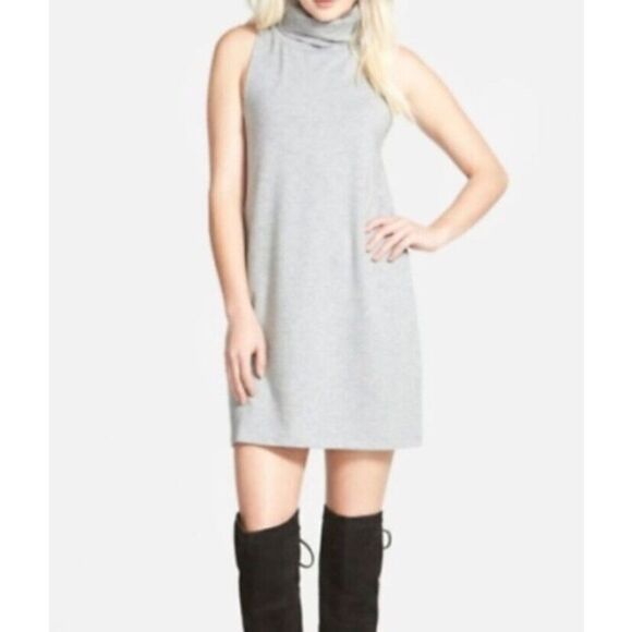 Leith Sleeveless Turtleneck‎ Shift Dress Womens Large Minimalist Neutral Grey - Picture 1 of 7